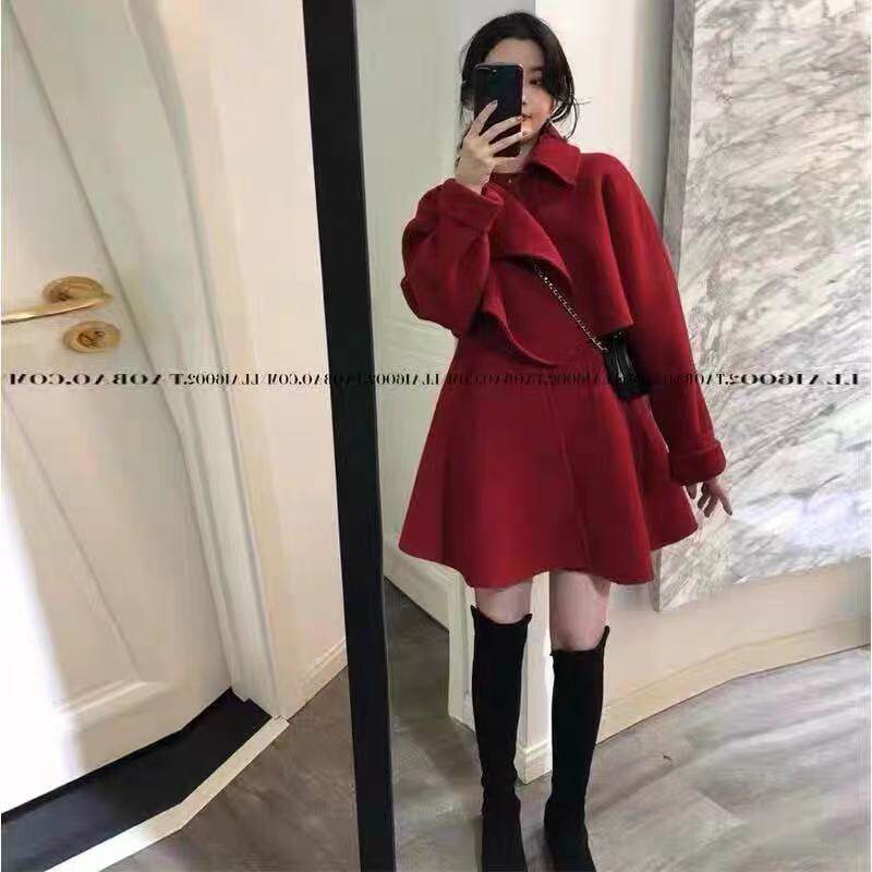 2023 new autumn and winter clothes small middle-length thick woolen coat double-sided cashmere woolen coat female foreign style