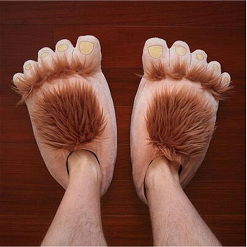 Winter Cute and Warm Creative Hobbit Foot Plush Comfortable Indoor Cartoon Home Oversized Unisex Cotton Slippers