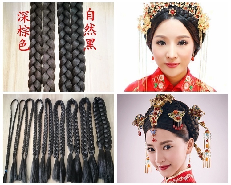 Ancient Clothing Wig Little Braid Children Perform Twist Braid Republic Big Braid Movie House Bride Show and Double Slightly Bigger Braid-Taobao