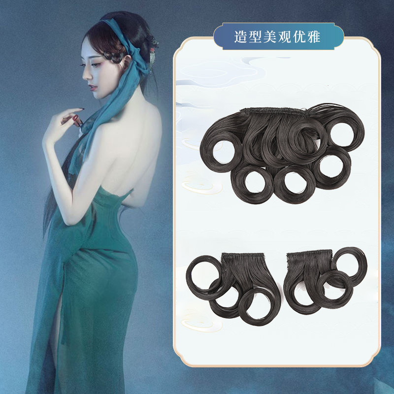Ancient Dress Styling Green Snake Hair Accessories 3 Flowers COS Stage Performance Film And TV Props Ancient Wind Wigs Small Green Temples Corner