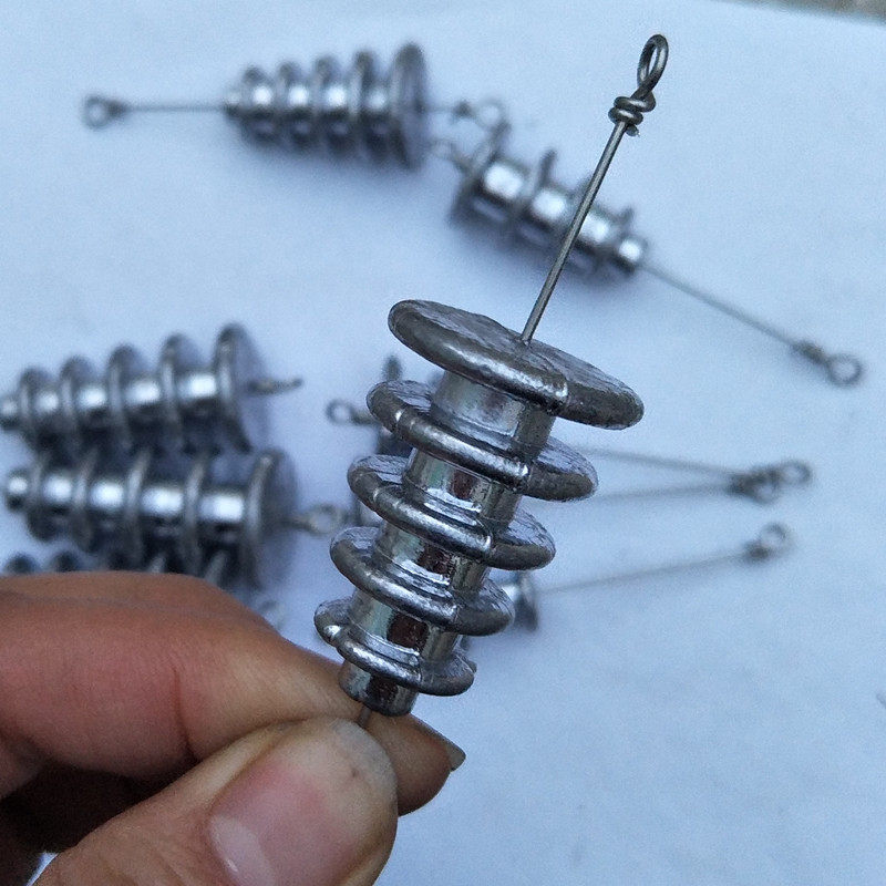 Special sea pole lead drop tower type wire lead long-range cast rod spiral lead through heart lead homemade explosion hook with lead sinker