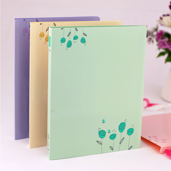 Shunde FB20A Flower Folder A4 folder double - clamp plastic student test folder small fresh office stationery