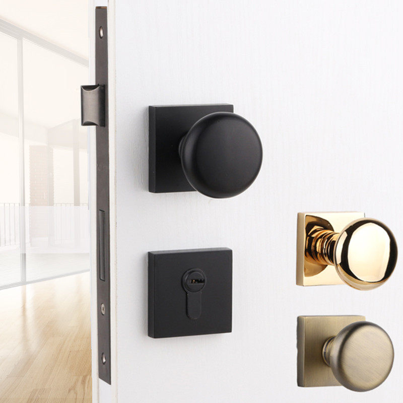 Taiwan Yibili Black Spherical Lock Simply American Indoor Door Lock Lock
