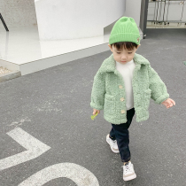 Childrens coat 2021 autumn and winter clothes New plus velvet padded boy jacket Korean baby foreign atmosphere tide baby clothes