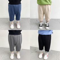 Baby pants 2020 autumn and winter clothes New plus velvet boys casual pants baby foreign sports pants childrens trousers tide