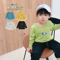 Boys T-shirt 2021 Spring and Autumn new cartoon print baby long sleeve coat childrens base shirt children thin