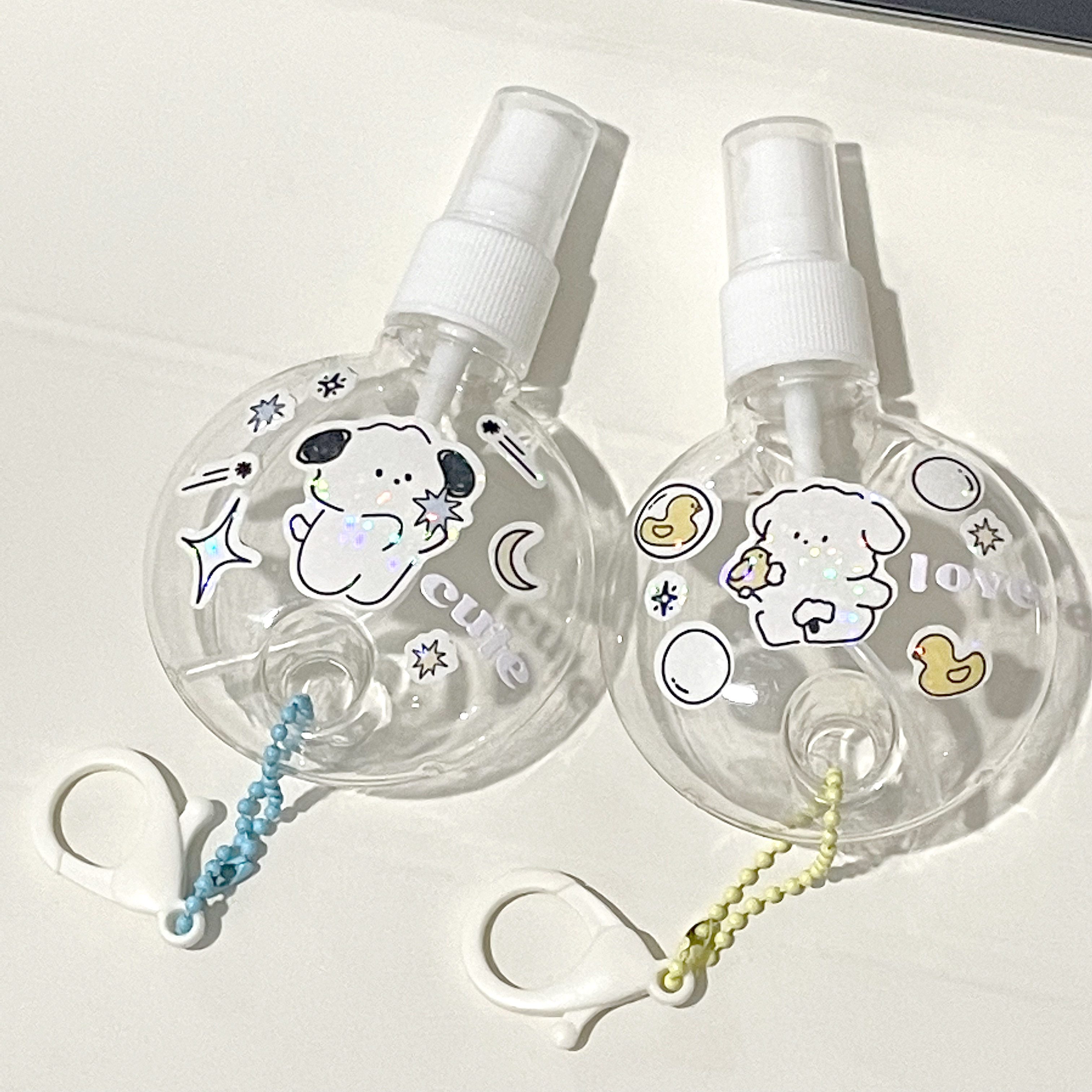 Round transparent spray bottle alcohol division disinfected water muffle bottle puppy sticker diy pot bottle portable