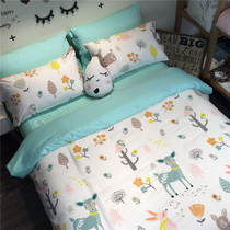 Full cotton male girl child cartoon 4 pieces of pure cotton bunk bunk bunk bedding 1 2 m 1 5 m 1 8m