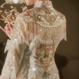 Golden Advanced Luxury Xiuhe Service 2023 Новая свадьба шампанского дракона и платье Phoenix китайская невеста