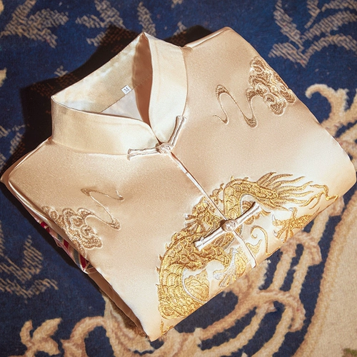 Традиционный свадебный наряд Сюхэ, демисезонное золотое свадебное платье, коллекция 2021, китайский стиль, дракон и феникс