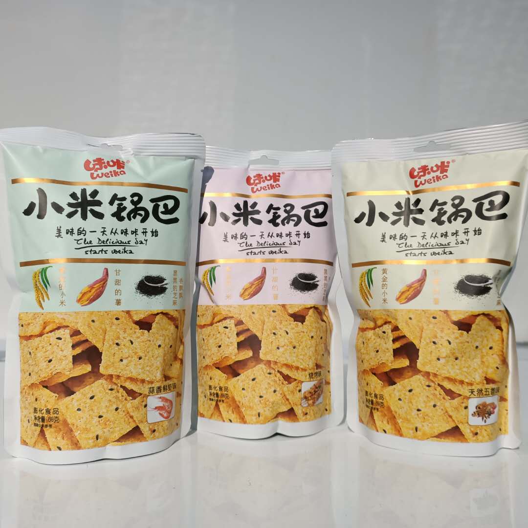 Weika millet rice crockpot 60G*10 packs net red snacks crispy crockpot ground pot office snacks 188G big pack*4