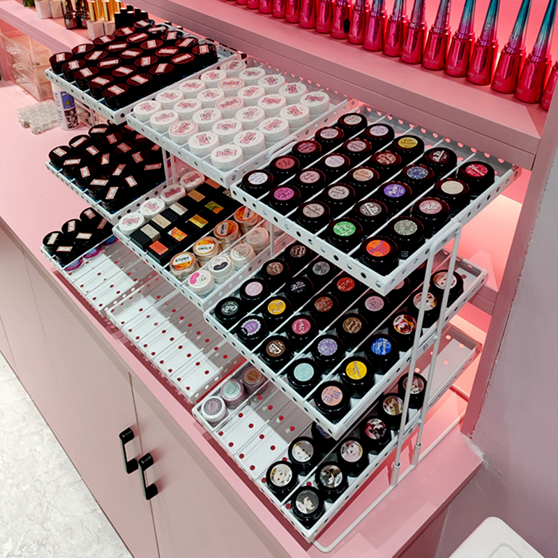 Nail Polish Display Rack, Nail Salon Storage Rack, Japanese-Style Canned Gel Rack, Cosmetics Storage Shelf, Iron Art Nail Gel Rack