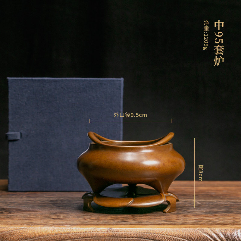 庆松堂苏工铜炉胡庆松制紫铜三足桥耳套炉沉檀香禅意盘香炉薰香炉-淘宝
