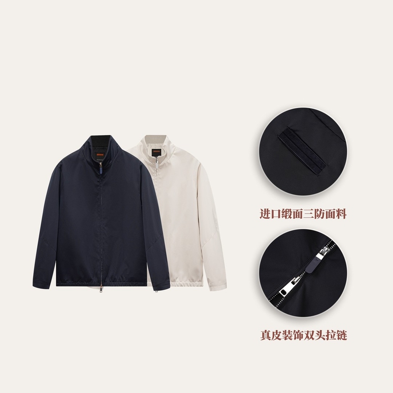 "Jie Ni Motorin" Imported High-End Satin Stand-Collar Windproof and Waterproof Jacket Sn80377 "Jie Ni Motorin" Imported High-End Satin Stand-Collar Windproof and Waterproof Jacket Sn80377