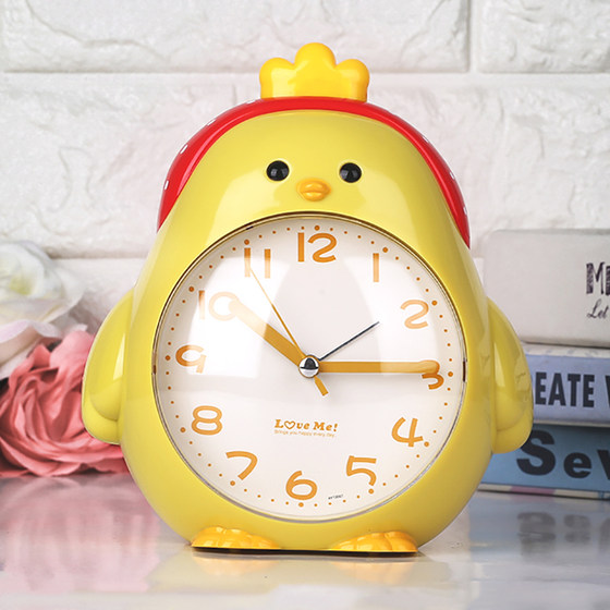 Cartoon alarm clock for children, talking alarm clock, creative student, cute bedside silent multifunctional small clock for students