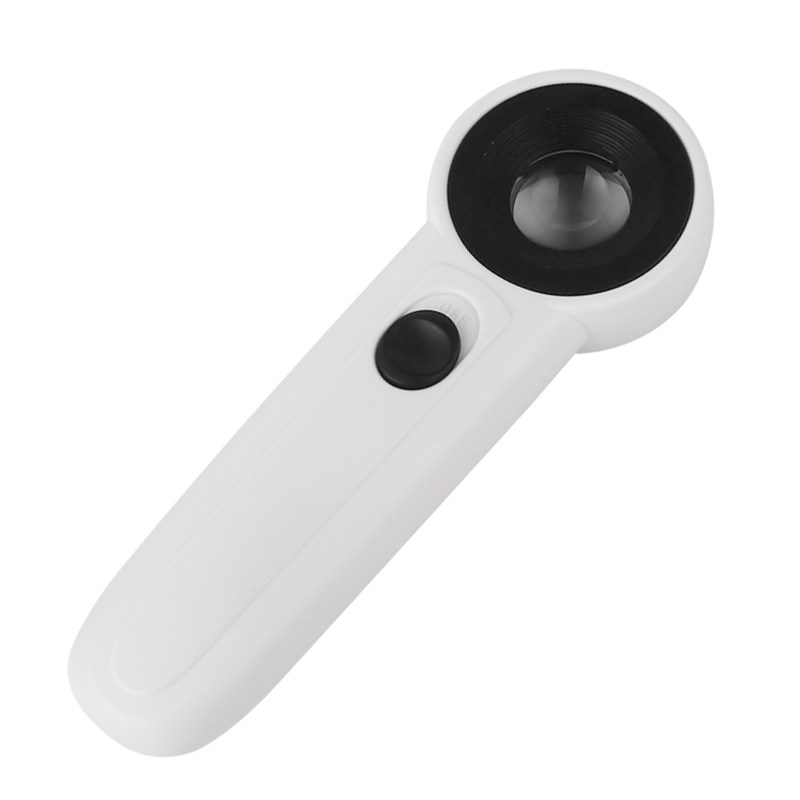 Handheld light portable old man reading high times 40 times magnifying glass high-definition jewellery ancient play antique appraisal LED light