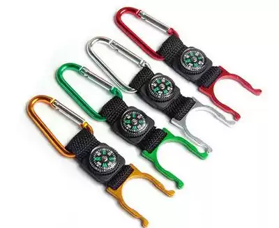 Multifunctional fastener with Compass mineral water bottle, beverage bottle, quick hanging bag, external mountaineering buckle, outdoor travel