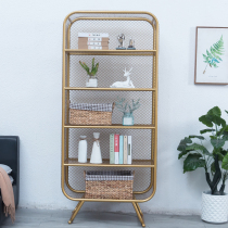 Nordic decorative book cabinet floor-to-floor bookshelf locker gold net red bedroom room Iron office shelf