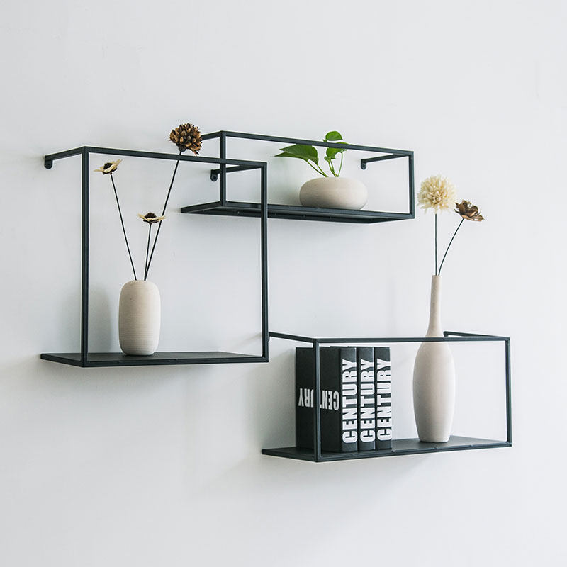Iron wall with the background wall decorated living room wall hanging shelf creative display frame industrial wind partition