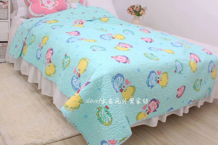 Bộ đồ giường mới teen phim hoạt hình Hàn Quốc bông twill quilted bed bìa mẫu giáo bìa là điều hòa không khí bởi trẻ em drap giường 1mx2m