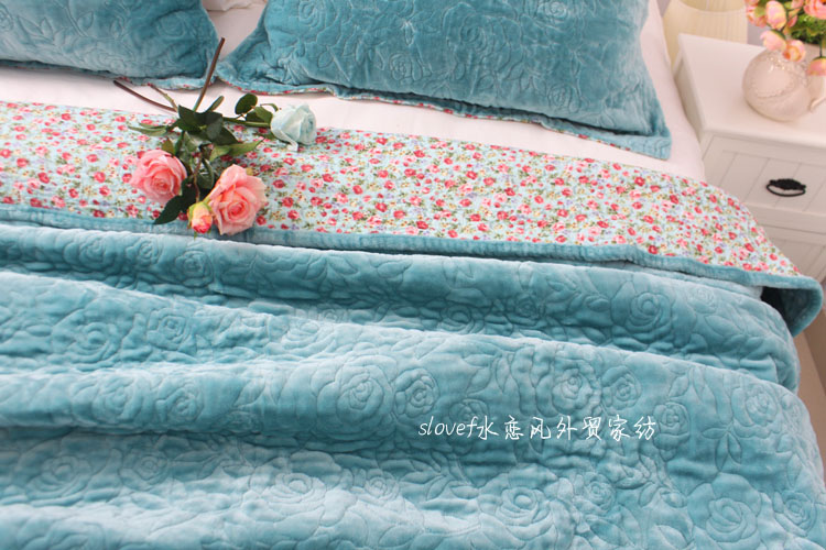 Bộ đồ giường mới, bốn mùa, hoa hồng, sang trọng, bông, chần, trải giường, mùa xuân và mùa thu, máy lạnh, chăn dày, khăn trải giường