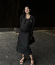 PEIPEI Pregnancy Woman Dress High Support Suit 2021 Fall Banquet Customised West Suit High-end Loose Dress Suit Autumn