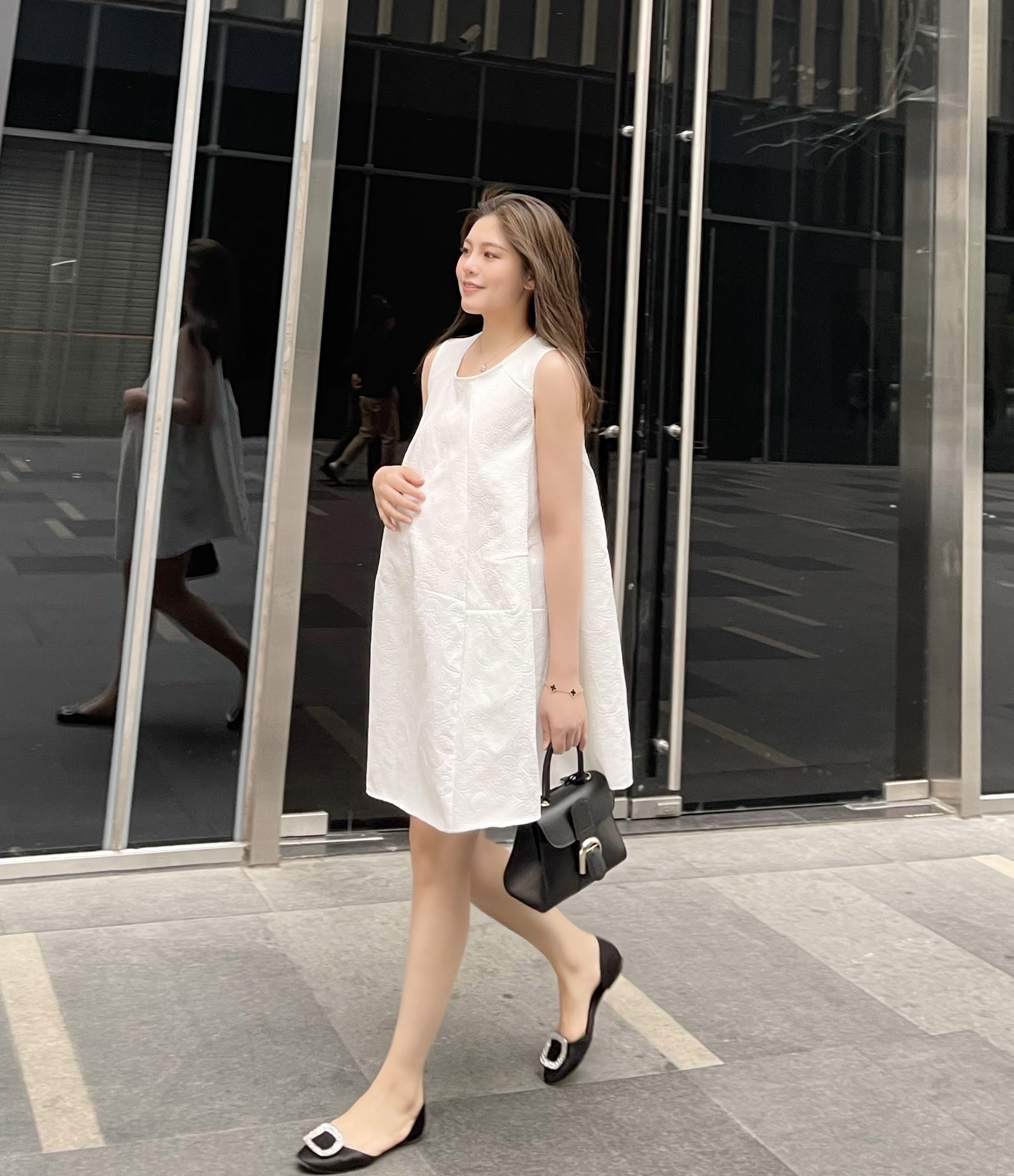 PEIPEI Pregnancy Woman Dress Summer A Character Princess Dress Harness Summer Clothing Nets Red Loose Black Short-Boomer Dress