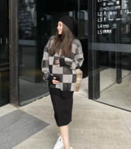 PEIPEI Pepe pregnancy woman dress new large plaid senior sweatshirt national wind blouse sweater fall warm autumn clothing