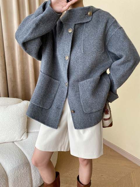Simon Clothing French light medieval design cloak hooded two-sided wool coat small man coat Suzhou
