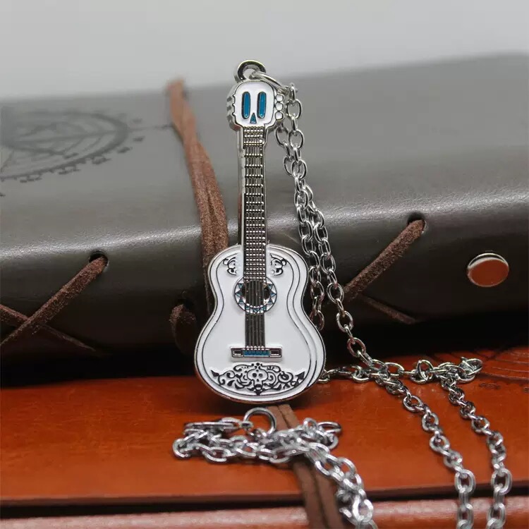 Coco-Themed Skull Guitar Necklace Keychain Guitar Cartoon Niche High-End Backpack Pendant Coco-Themed Skull Guitar Necklace Keychain Guitar Cartoon Niche High-End Backpack Pendant