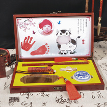 Hair do fetal hair painting DIY homemade baby souvenir Fetal brush making custom baby hand and foot print Umbilical cord chapter