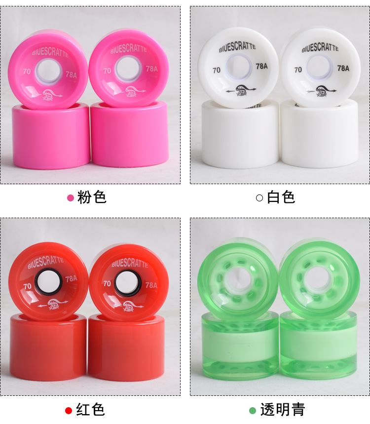 Bánh xe trượt ván 78A cọ đường phố ván dài PU bánh xe mềm bánh xe lớn bốn bánh xe tay ga mặc đôi mềm vênh cá - Trượt băng / Trượt / Thể thao mạo hiểm xe trượt điện