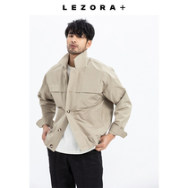 LEZORA simple tooling designer thin spring and autumn casual jacket anti-wrinkle lapel short jacket men