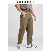 (Mid-year promotion) Designer military style limited large bag profile large straight tube crimped casual trousers men