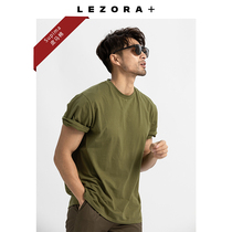 LEZORA cotton royal supima Pima cotton basic section profile loose cotton short-sleeved round neck t-shirt men