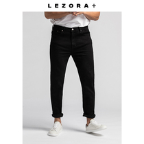 LEZORA main push black Joker Japanese tannin river tapered straight five bags of micro-elastic jeans men