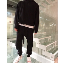 (Mid-year promotion)High street sweatshirt sweat pants suit sweater mens spring hip-hop loose with a hood Europe and the United States simple