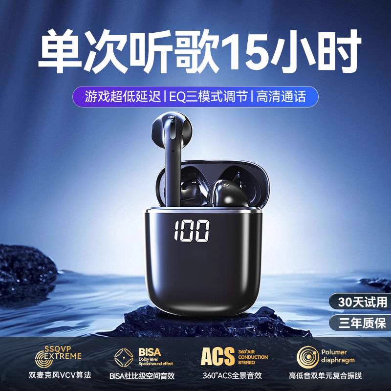 True Wireless Bluetooth Headphones 2025 New Model Semi-In-Ear Sports Noise-Cancelling Ultra-Long Battery Life Large Battery No Pain When Worn for a Long Time True Wireless Bluetooth Headphones 2025 New Model Semi-In-Ear Sports Noise-Cancelling Ultra-Long Battery Life Large Battery No Pain When Worn for a Long Time