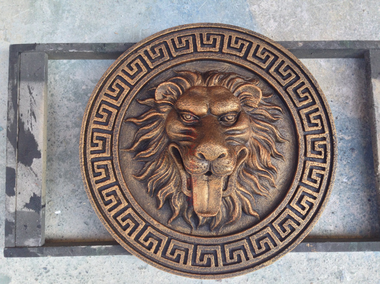 Sandstone relief lion head fountain fountain garden landscape wall hanging fountain back-shaped lion head landscape spout
