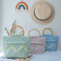 Hai Ci hand-made simple M woven handbag finished material bag Hand-woven cotton rope diy summer handbag for women