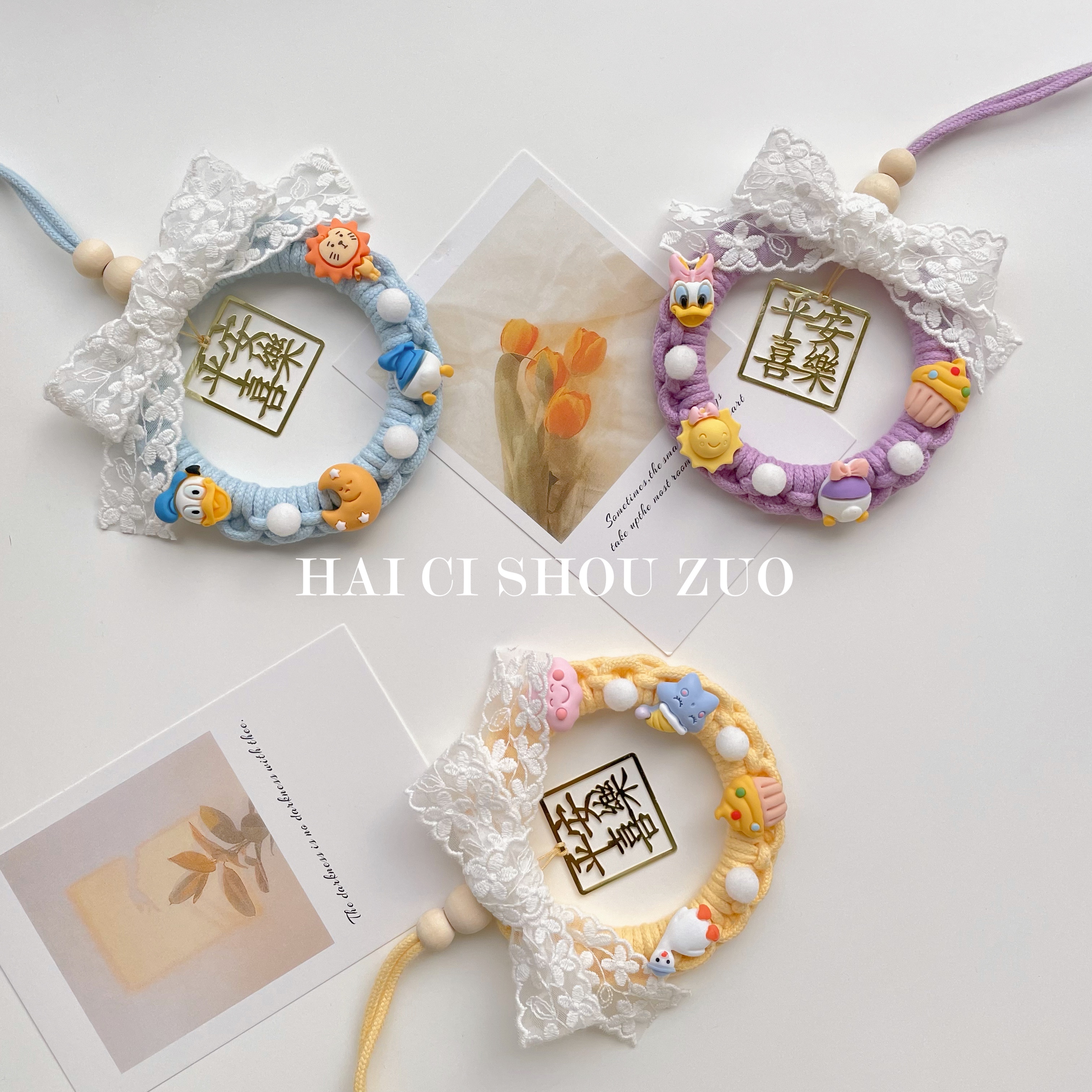 Sea Citer Hand for creativity Ping An Happy car hanging decoration in car Rope Safety Fodiy Car Pendant Piece Material Bag