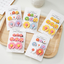 Korean childrens hair accessories cute little daisy flower hairclip ins cream Bangar clip