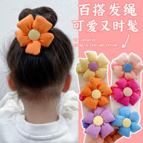 Children sun flower head rope girl Zama tail hair ring cute butterfly knot not hurt hair rubber band elastic and good hair rope