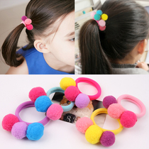 Korean hair accessories Hair rope sweet and cute Childrens plush hair ring meatball head tie ponytail color baby head rope headdress
