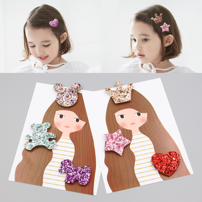 Korean version of the child hair ornaments Baby girl broken hair stickers cartoon bangs stickers Velcro hair sticky children magic stickers set