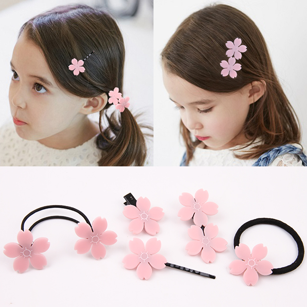 Korean hair ornaments Cherry blossom hair ring hair ring rubber band hair ring Japanese new headdress hair clip side clip Banghai clip hair clip