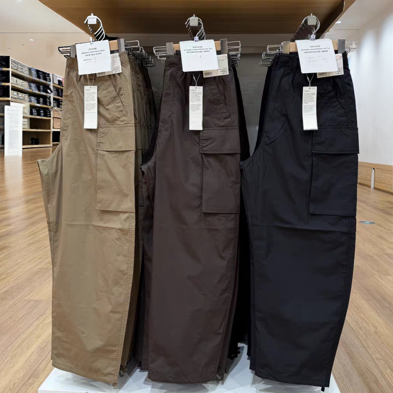 Men's and Women's Elastic Waist Wide-Leg Multi-Pocket Loose Cargo Pants Jogger Casual Pants Straight-Leg Pants 482883