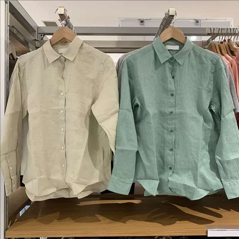 Women's French Linen Shirt Long-Sleeved Shirt 26 Spring and Summer Vintage Loose Casual Top E483868/475647 Women's French Linen Shirt Long-Sleeved Shirt 26 Spring and Summer Vintage Loose Casual Top E483868/475647