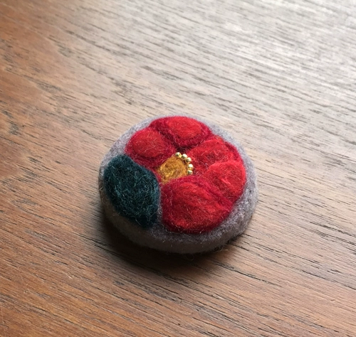 KUN. Red Camellia Brooch Wool Velvet Sản phẩm thủ công Phiên bản thứ hai - Trâm cài