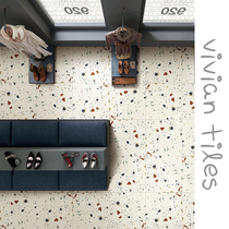 Simple modern color terrazzo tile Bar restaurant antique brick Living room bedroom floor tile 600X600